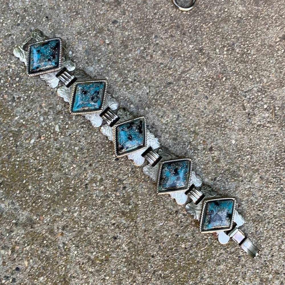 Vintage 1970s bracelet and concho belt set